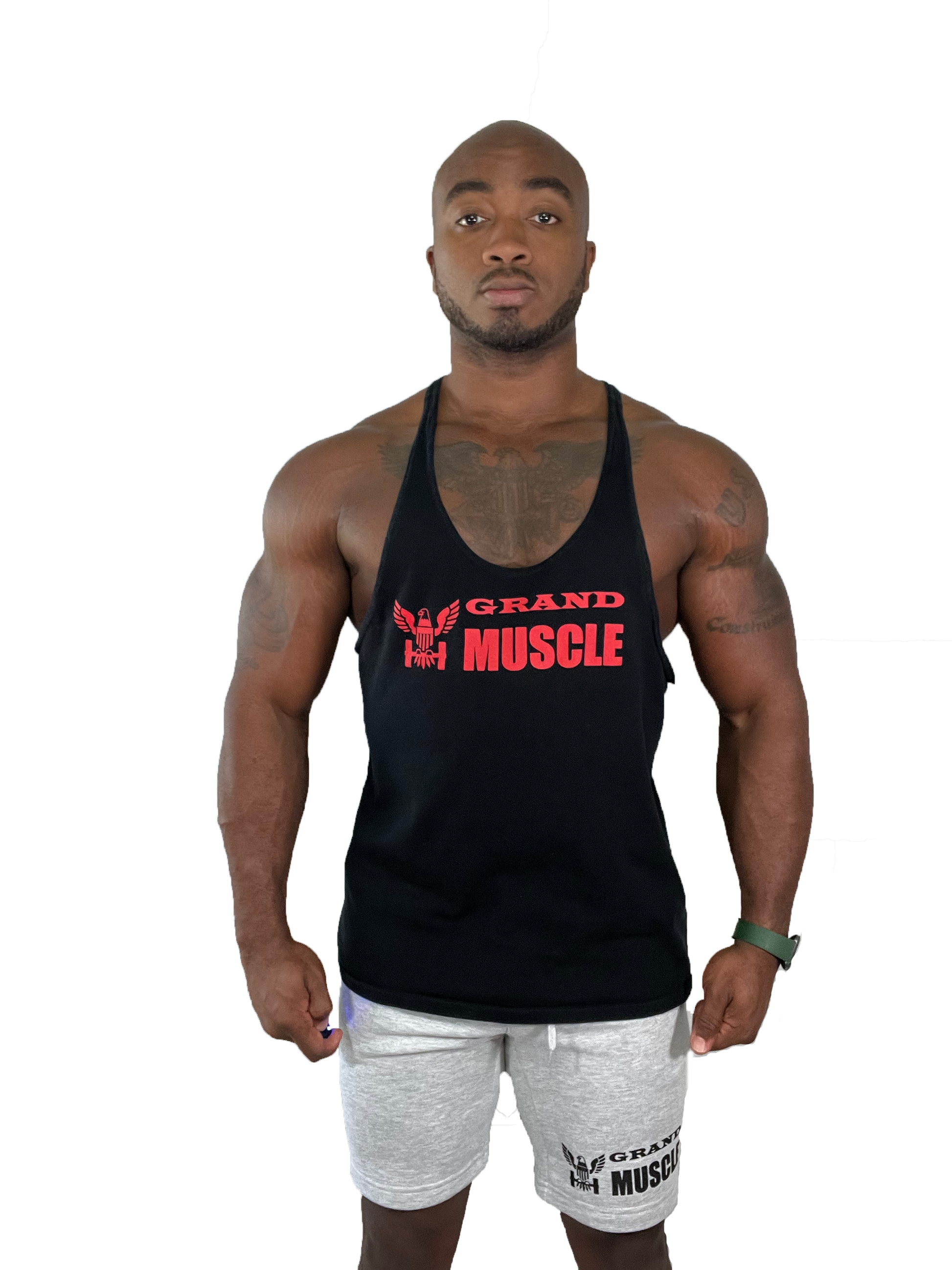 Stringer Tank - Black with Red Logo – Grand Muscle